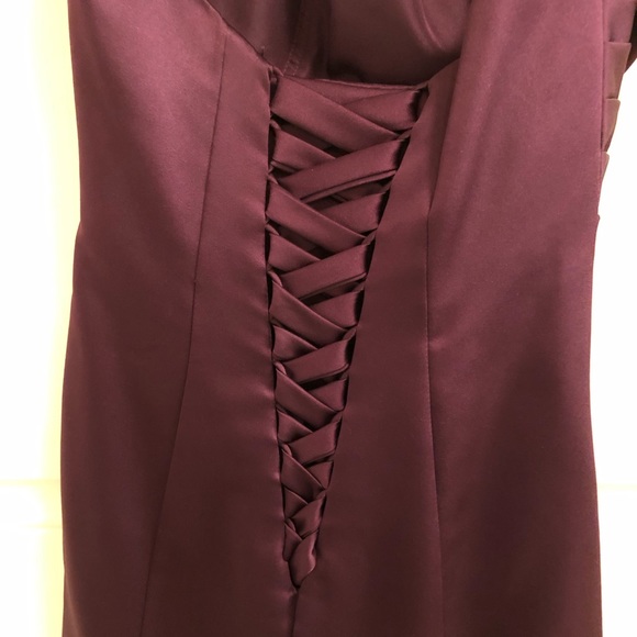 Plum tea length Alfred Angelo bridesmaid dress - Picture 5 of 8